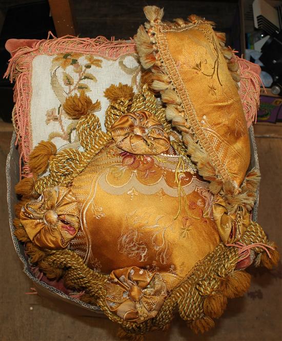 Three pairs of tapestry cushions